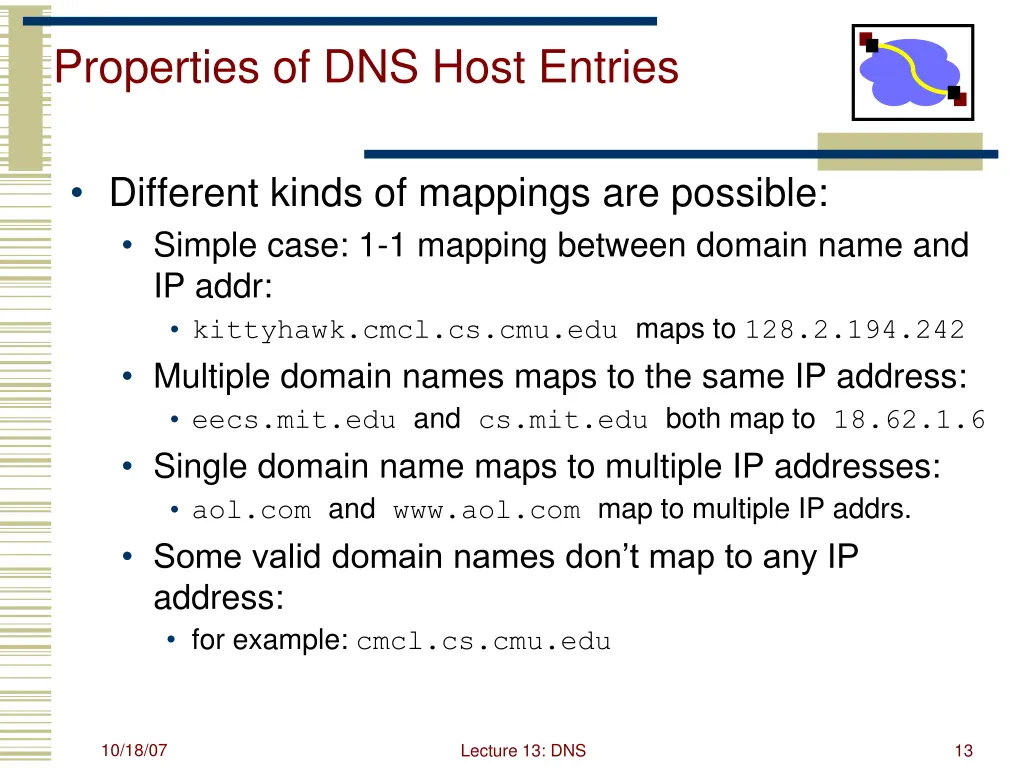 properties of dns host entries