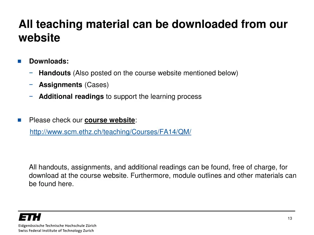 all teaching material can be downloaded from