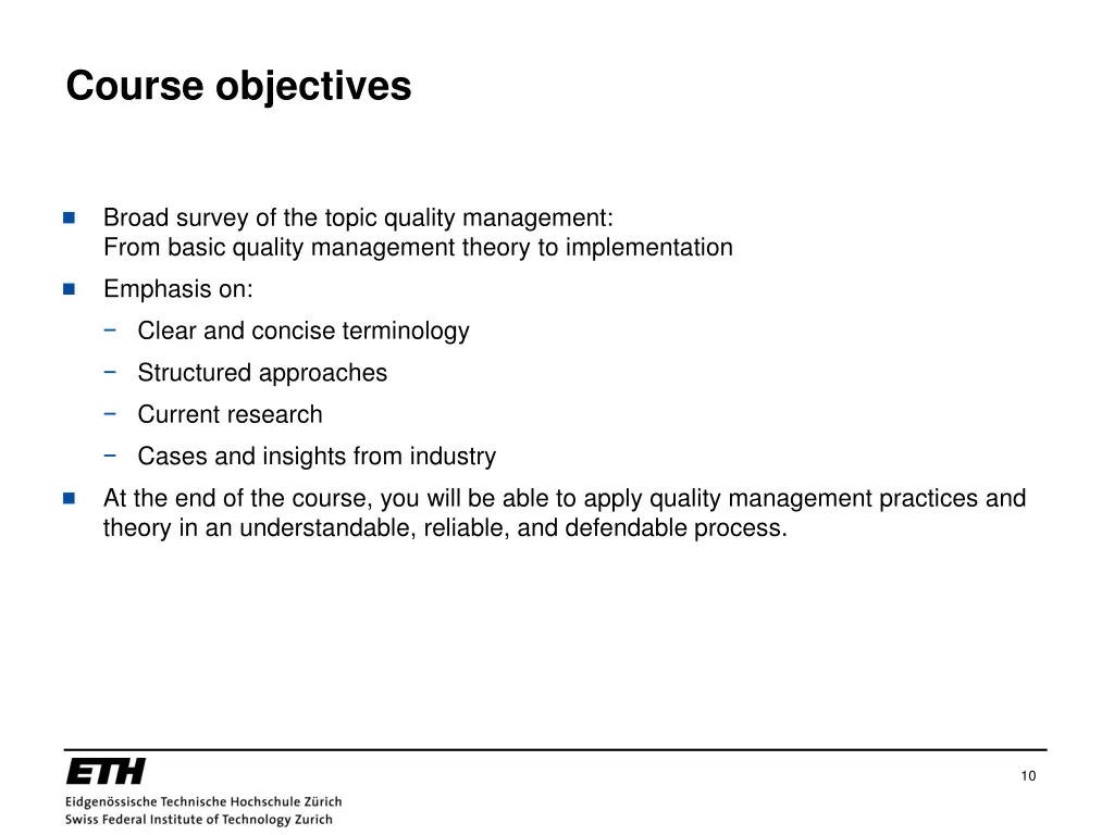 course objectives