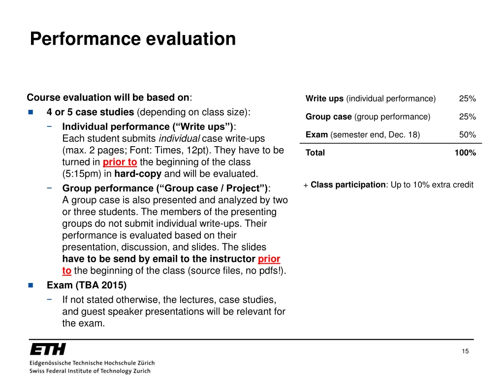 performance evaluation