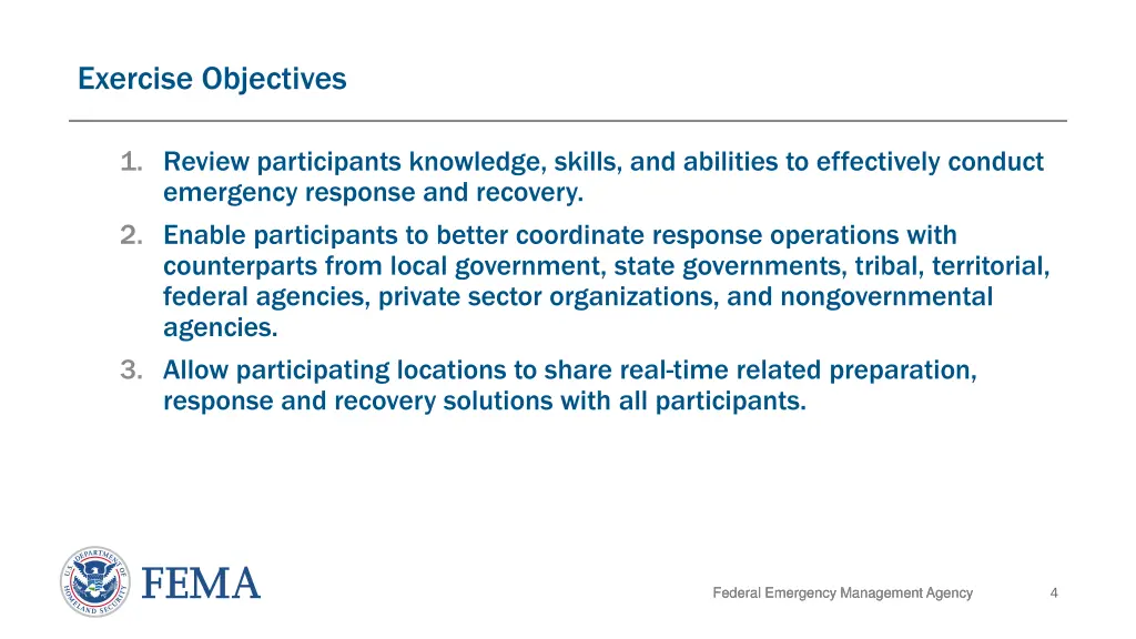 exercise objectives