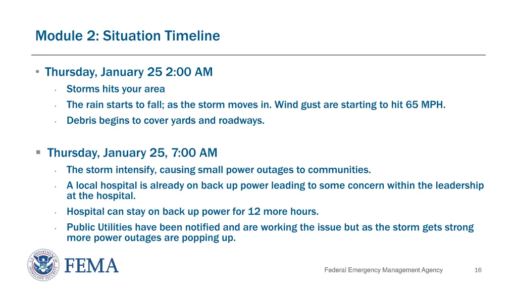 module 2 situation timeline