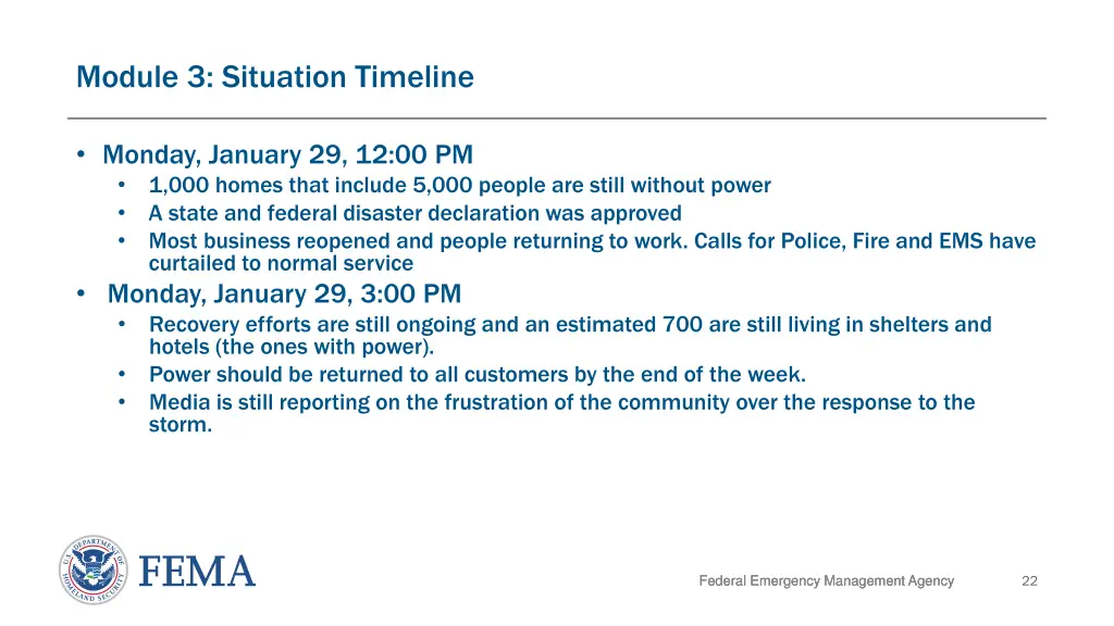 module 3 situation timeline