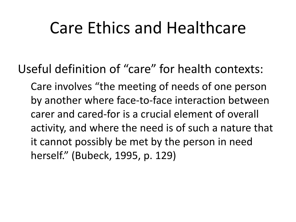 care ethics and healthcare