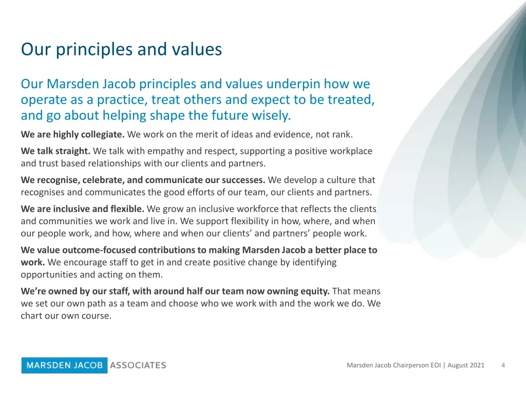 our principles and values