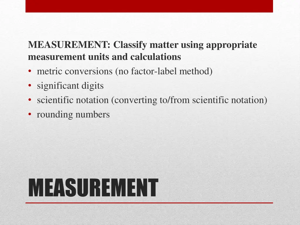 measurement classify matter using appropriate