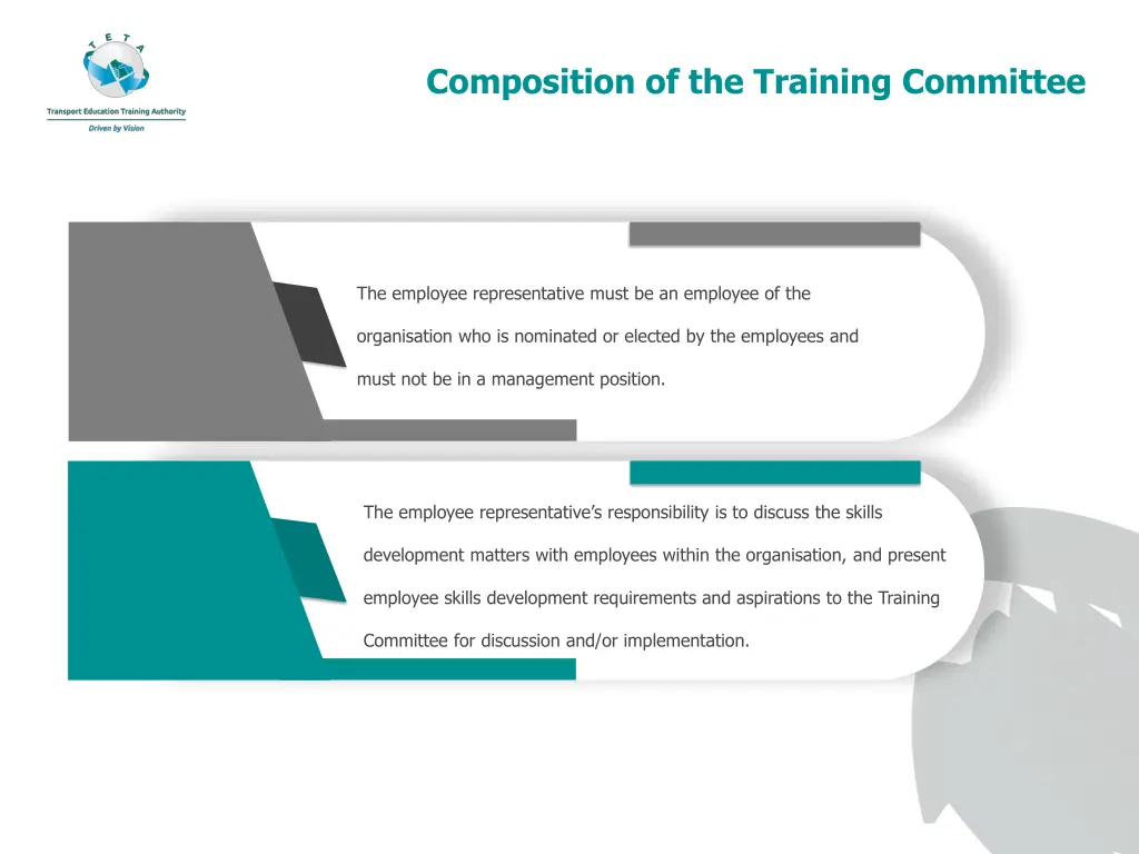 composition of the training committee 1