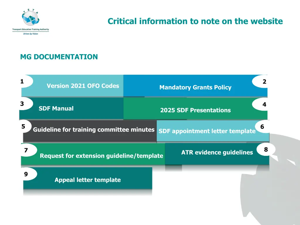 critical information to note on the website