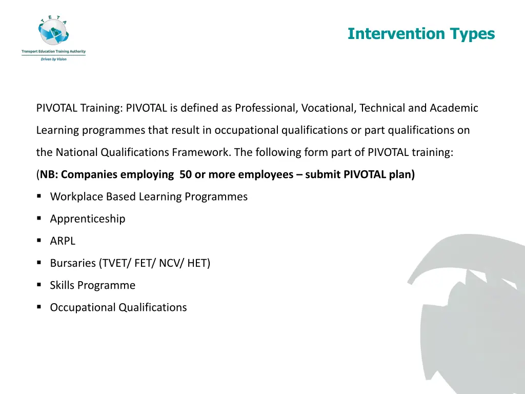 intervention types