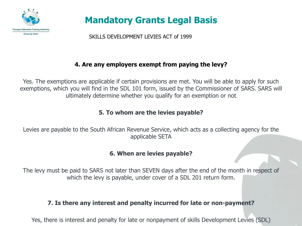 mandatory grants legal basis 1