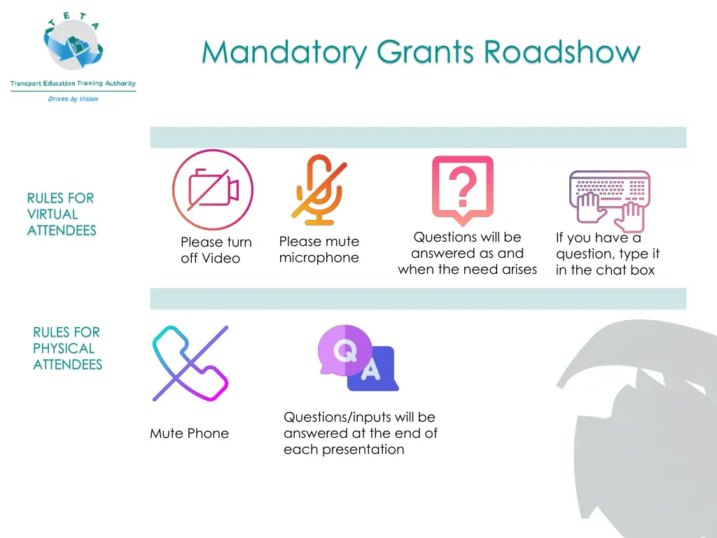 mandatory grants roadshow