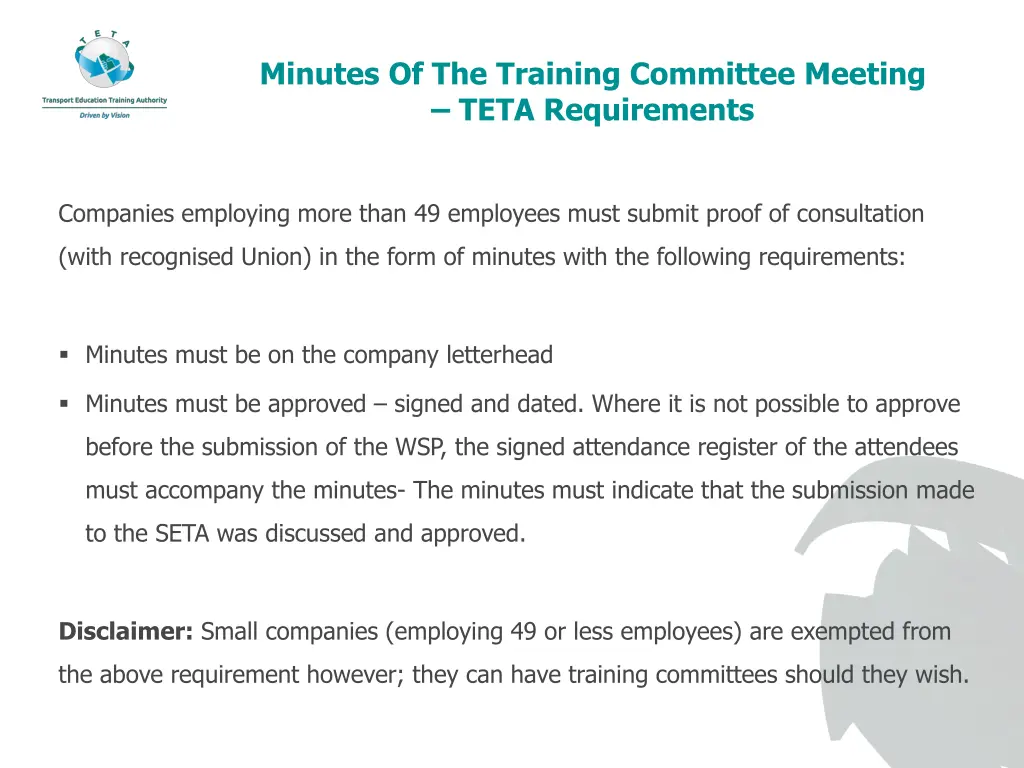 minutes of the training committee meeting teta