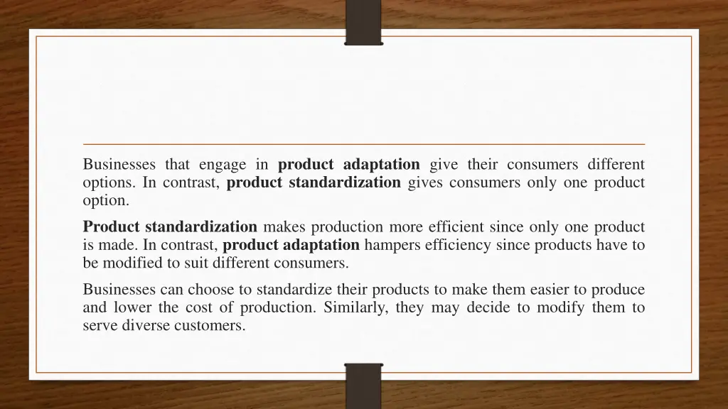 businesses that engage in product adaptation give