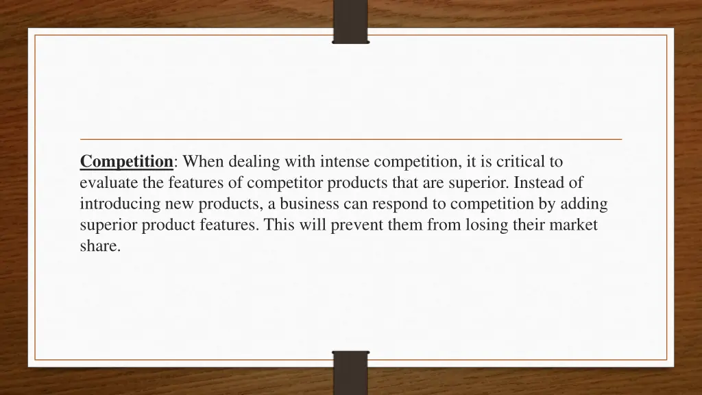 competition when dealing with intense competition