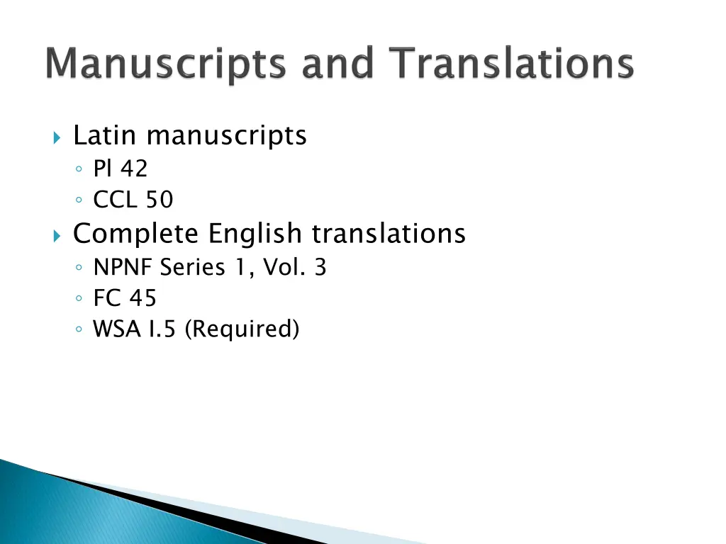 latin manuscripts pl 42 ccl 50 complete english