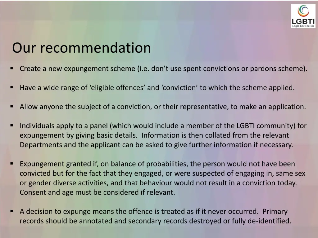 our recommendation