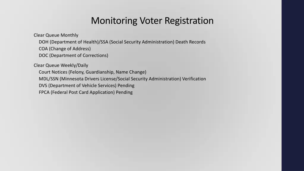 monitoring voter registration