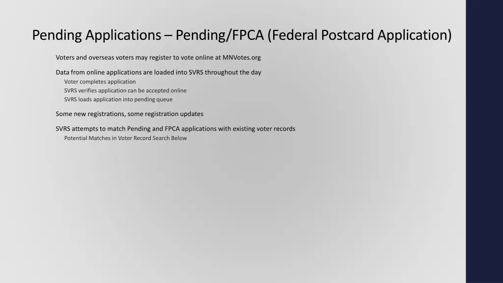 pending applications pending fpca federal