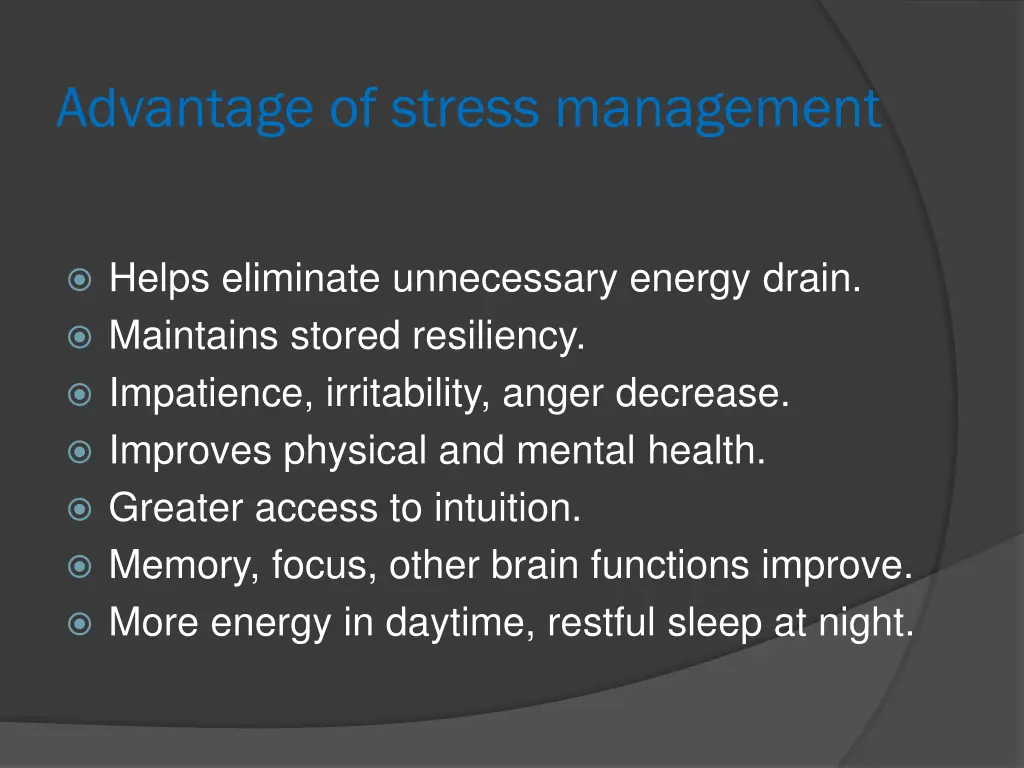 advantage of stress management