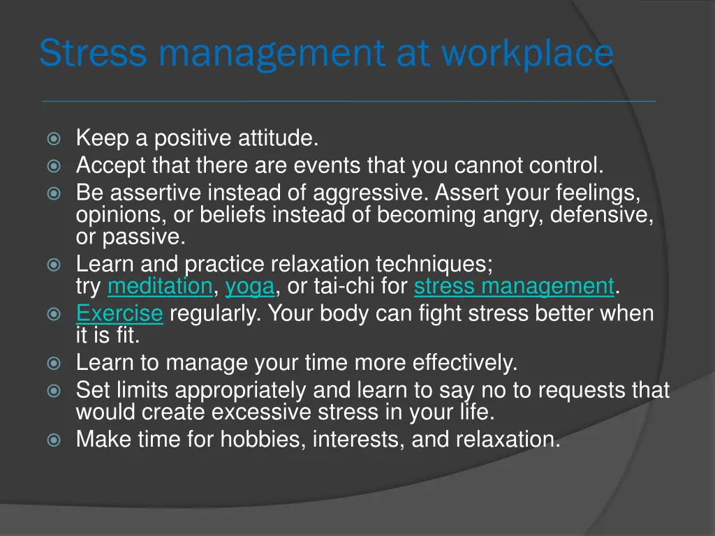 stress management at workplace