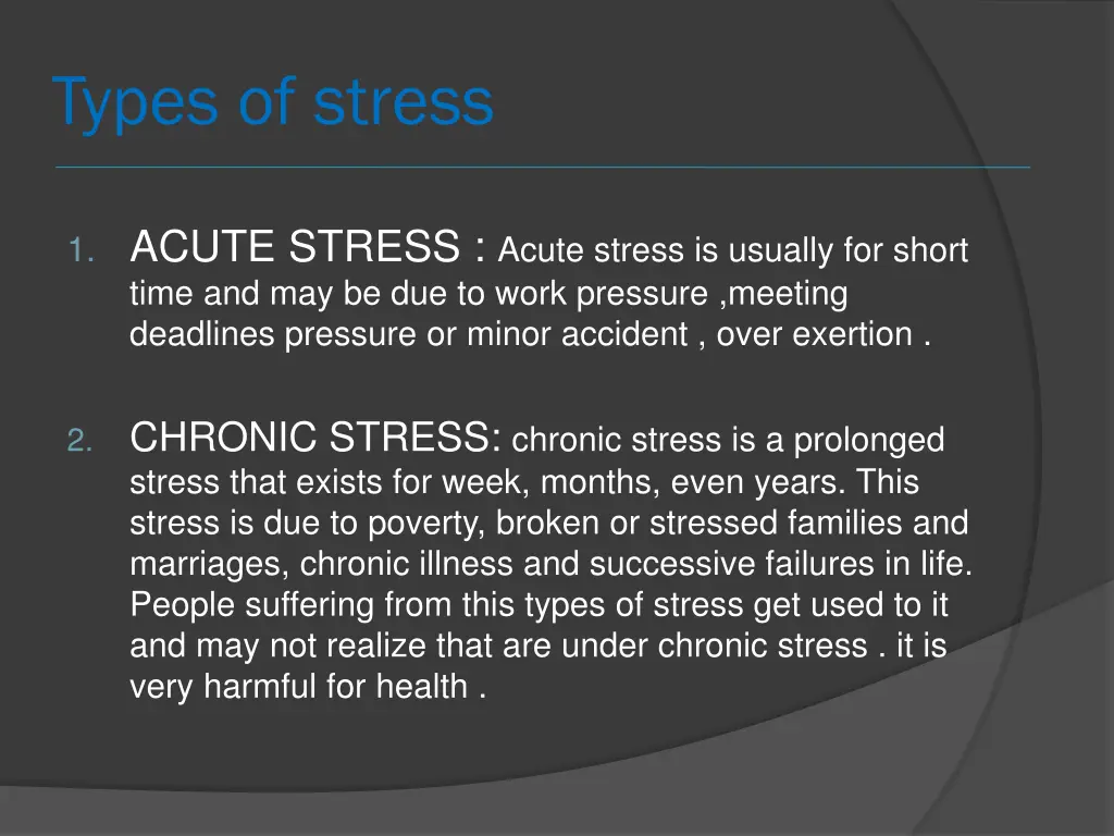 types of stress