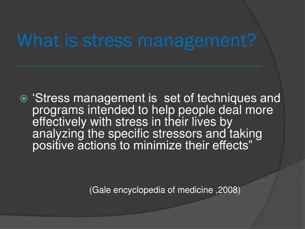 what is stress management