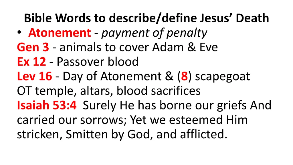 bible words to describe define jesus death