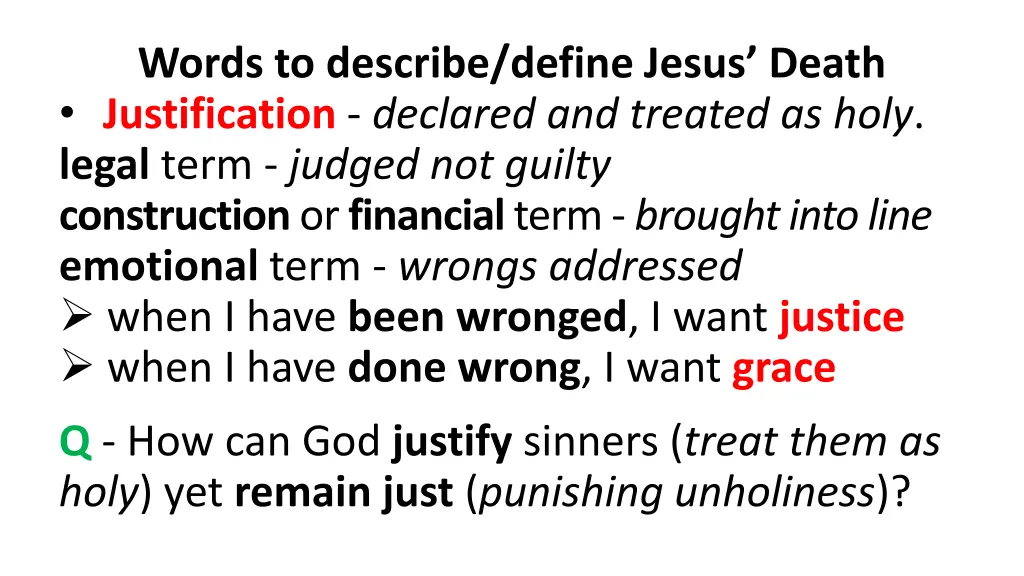 words to describe define jesus death