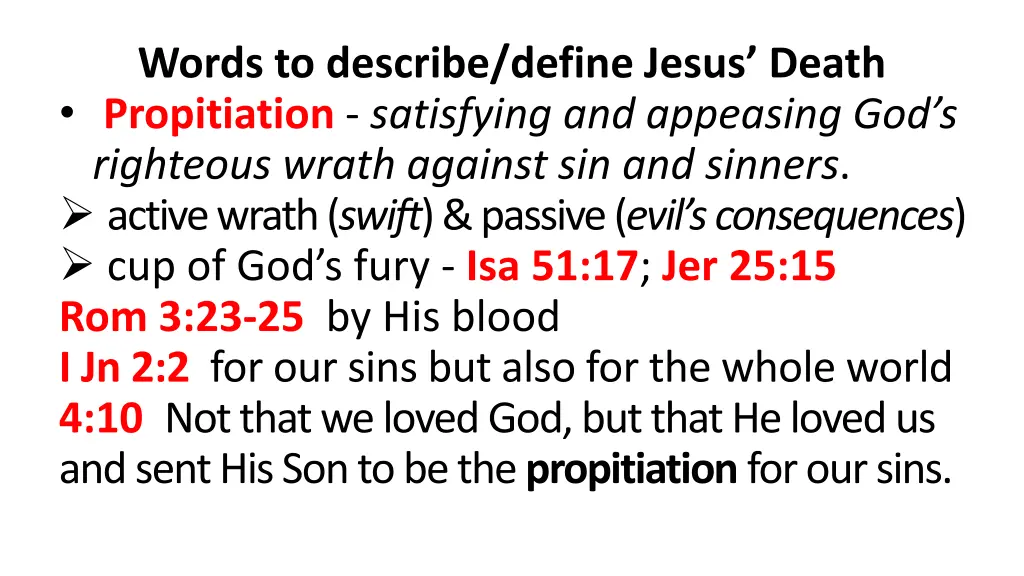 words to describe define jesus death propitiation 2
