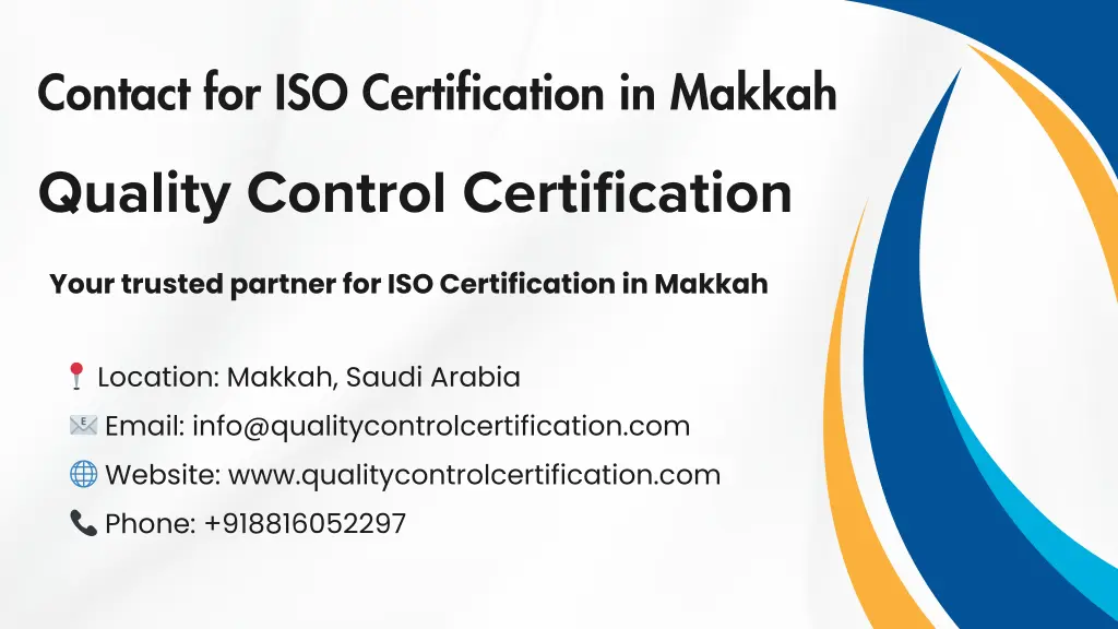 contact for iso certification in makkah