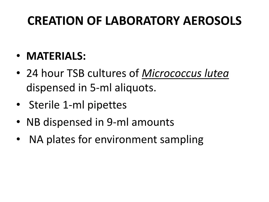 creation of laboratory aerosols