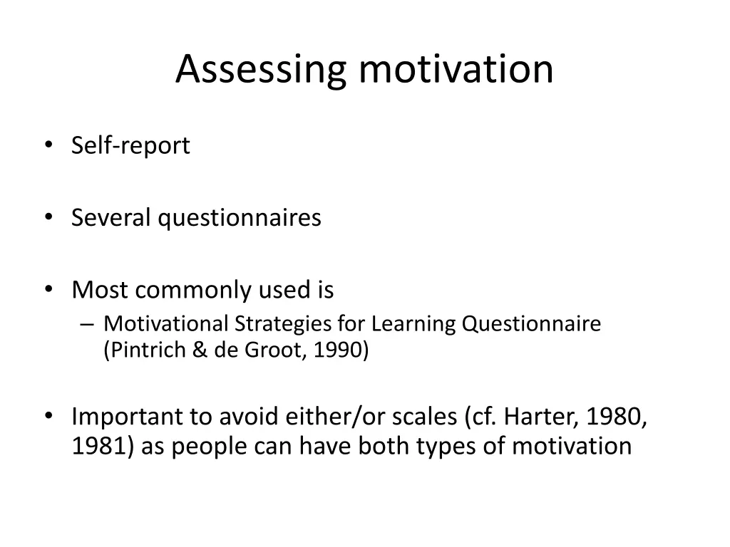 assessing motivation
