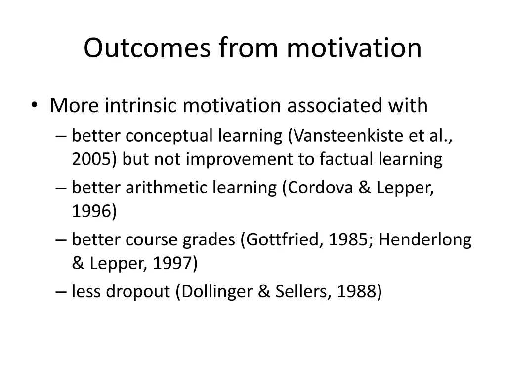 outcomes from motivation 1
