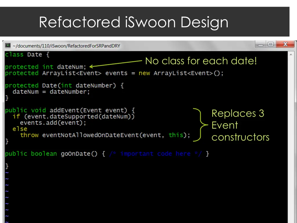 refactored iswoon design