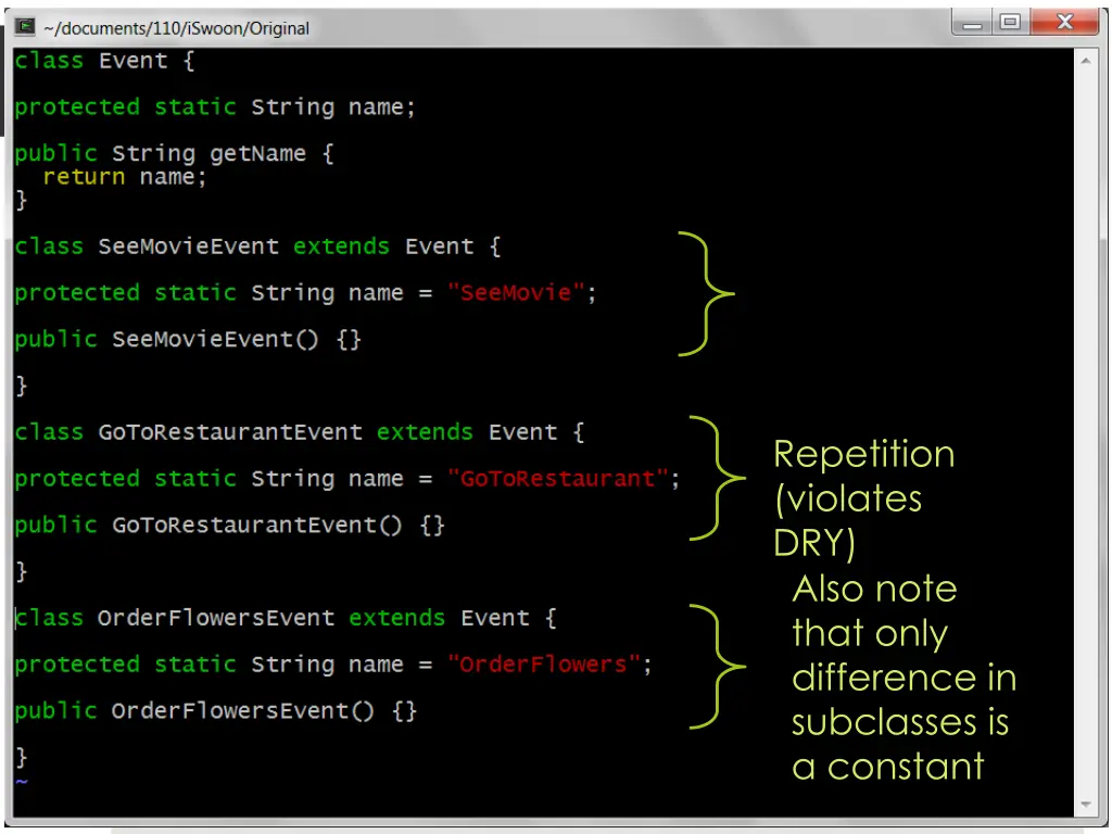 repetition violates dry also note that only