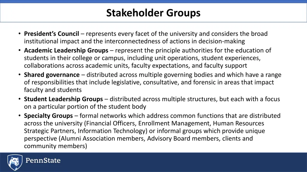 stakeholder groups
