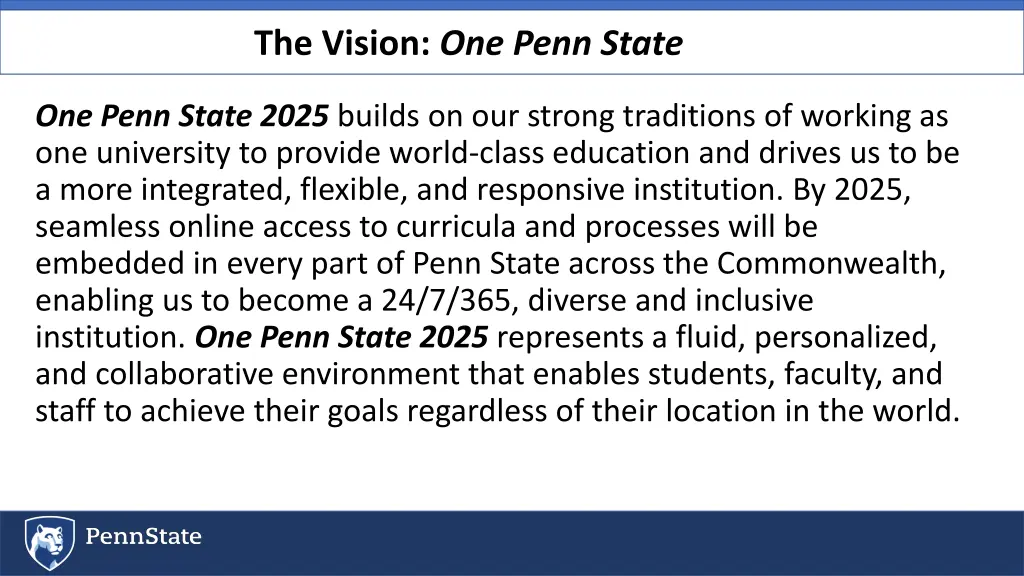 the vision one penn state 2025