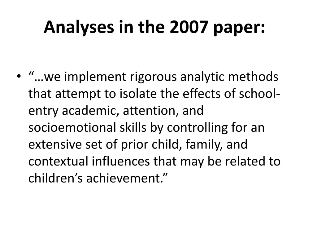 analyses in the 2007 paper