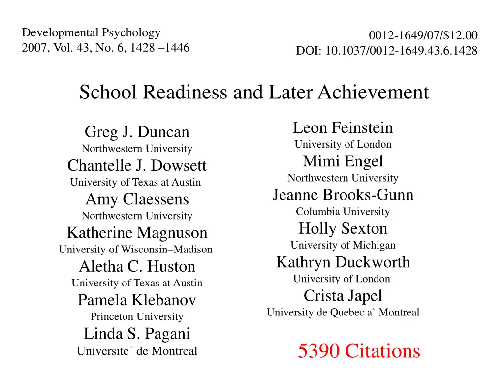 developmental psychology 2007 vol 43 no 6 1428