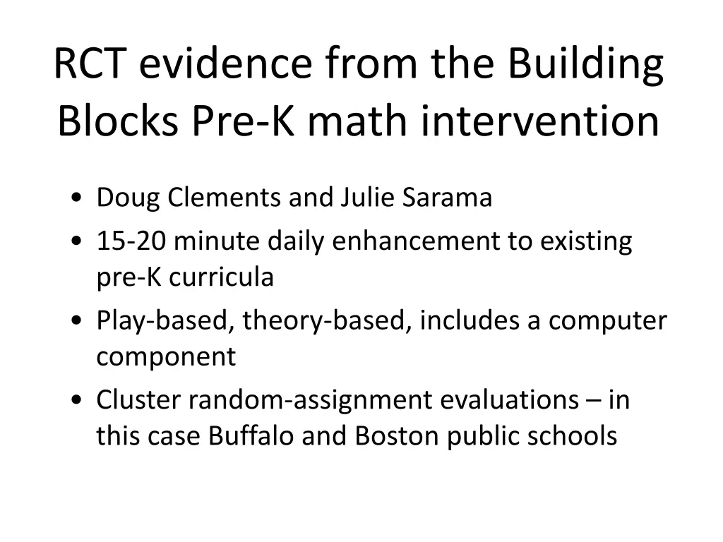 rct evidence from the building blocks pre k math