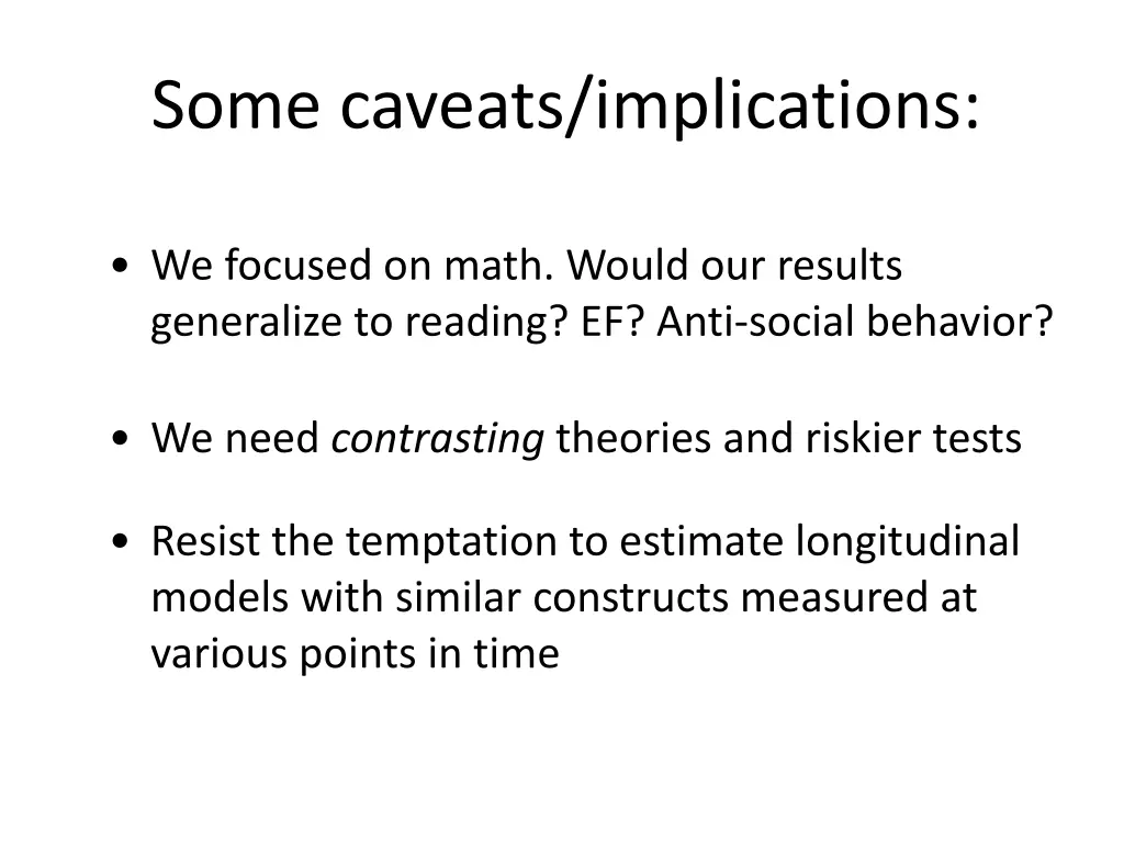 some caveats implications 1