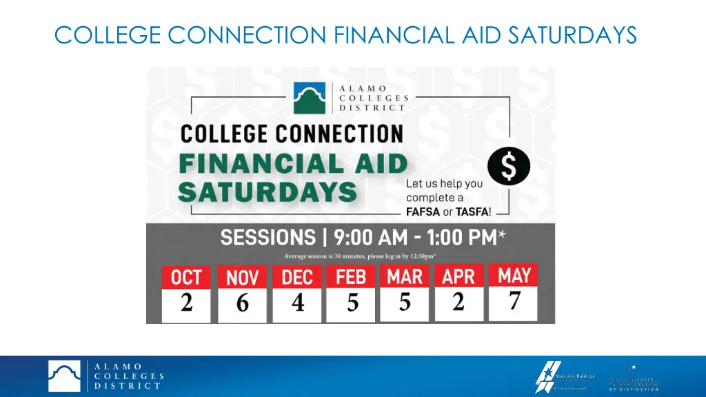college connection financial aid saturdays 1