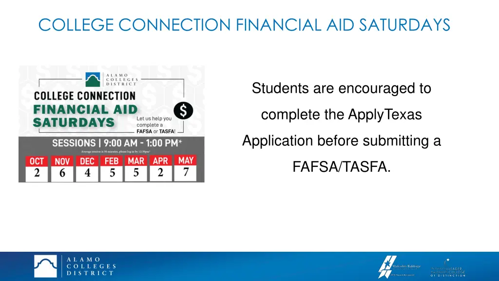 college connection financial aid saturdays 2