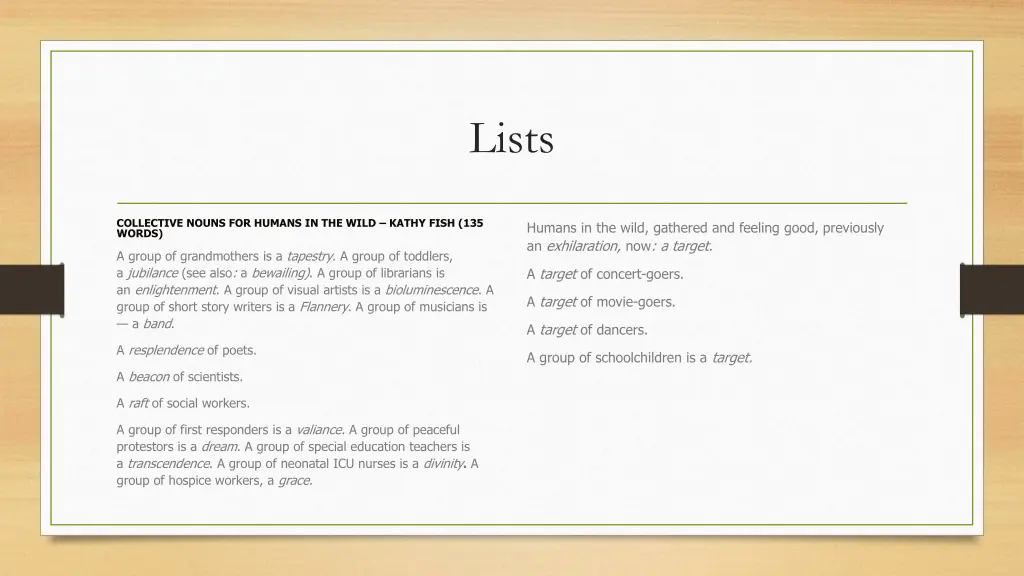 lists