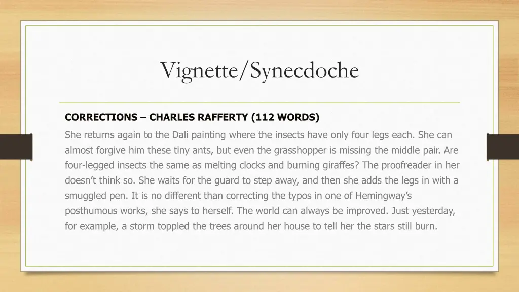 vignette synecdoche