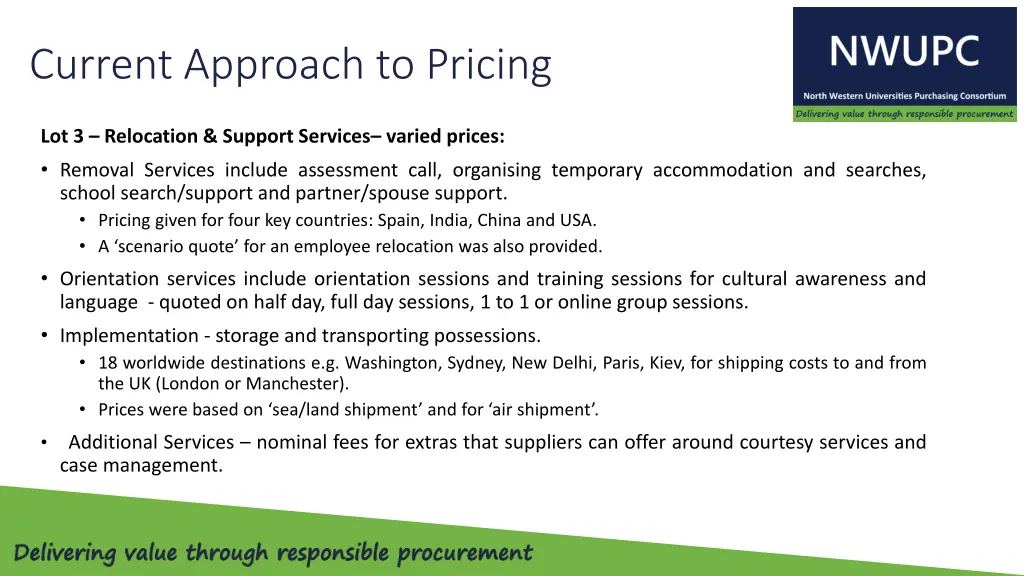 current approach to pricing 1