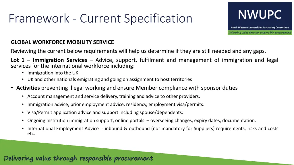 framework current specification