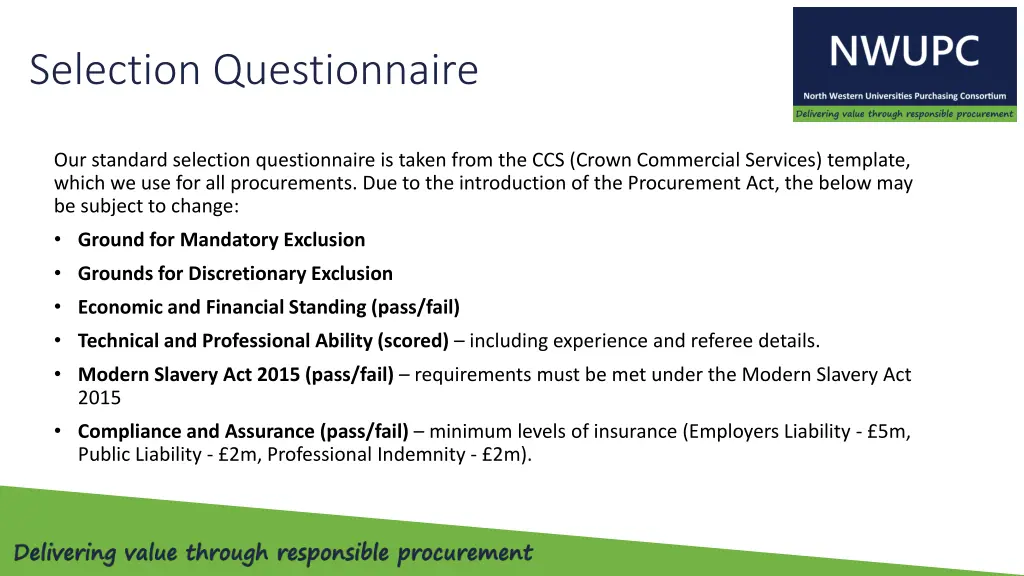 selection questionnaire