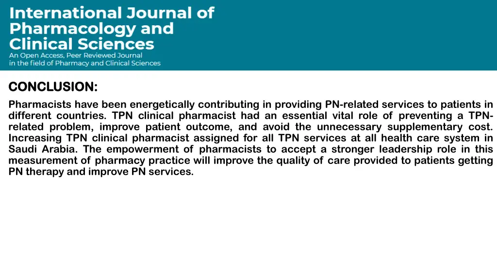 conclusion conclusion pharmacists have been
