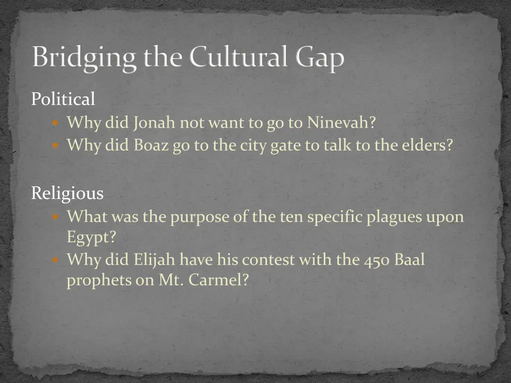 bridging the cultural gap 1